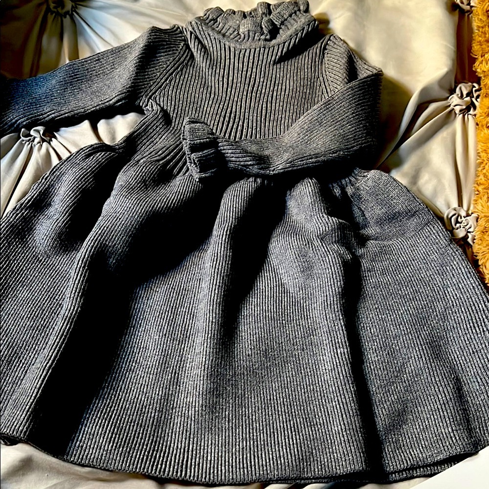 Gray Ribbed Knit Dress